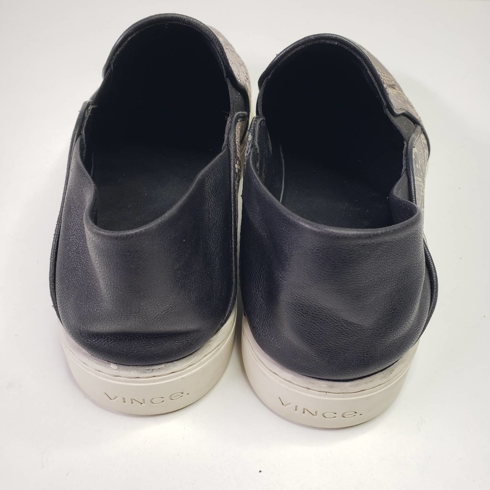 Vince Garvey Slip On Leather Snake Print Shoes Women's 9.5 Black Grey Ivory - Picture 4 of 12